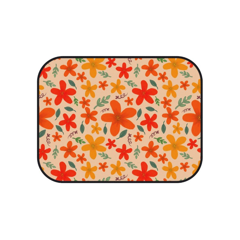 Vibrant Floral Car Mats - Set of 4, Auto Accessories, Flower Design, Boho Car Decor, Gift for Vehicle Enthusiasts