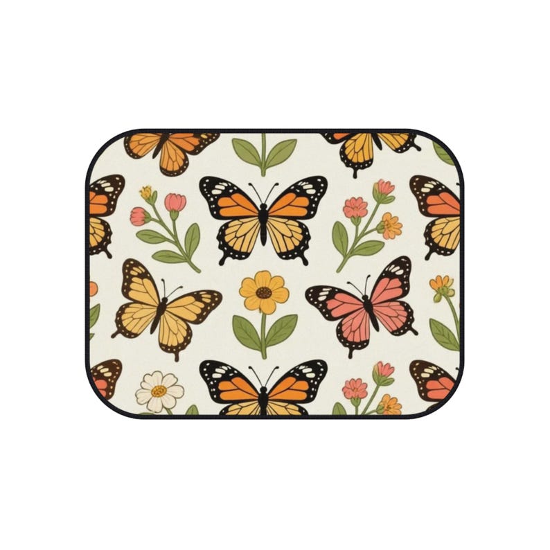 Butterfly Garden Car Mats Set, Floral Car Floor Mats, Custom Auto Accessories, Spring Decor, Gift for Nature Lovers