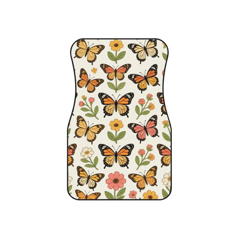 Butterfly Garden Car Mats Set, Floral Car Floor Mats, Custom Auto Accessories, Spring Decor, Gift for Nature Lovers