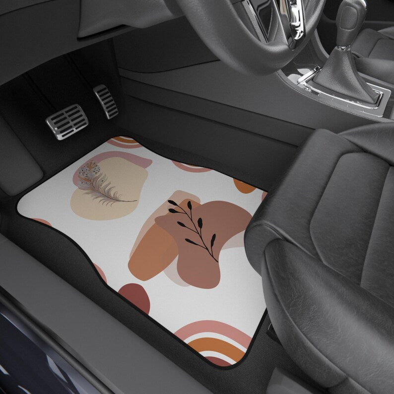 Stylish Floral Car Mats - Set of 4, Boho Car Floor Mats, Unique Auto Accessories, Gift for New Car Owners, Home Decor, Car Interior