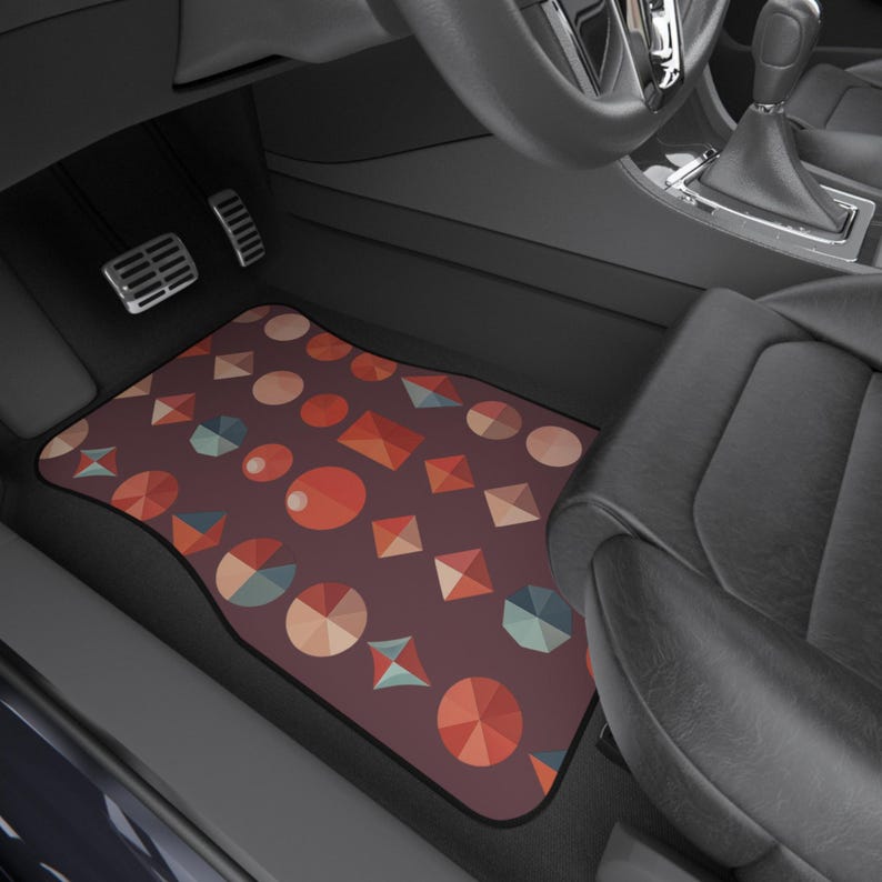 Geometric Car Mats Set - Stylish Floor Liners, Unique Auto Accessories for Home and Travel, Perfect Gift for Car Lovers