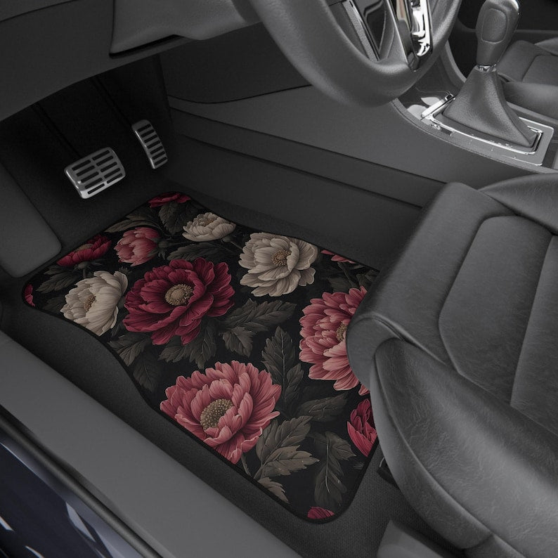 Floral Automotive Floor Mats Set – Elegant Flowered Car Accessories | Perfect Gift for Her | Stylish Home Decor Upgrade
