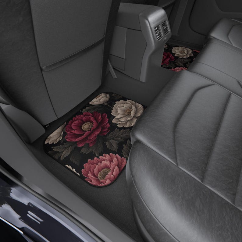 Floral Automotive Floor Mats Set – Elegant Flowered Car Accessories | Perfect Gift for Her | Stylish Home Decor Upgrade