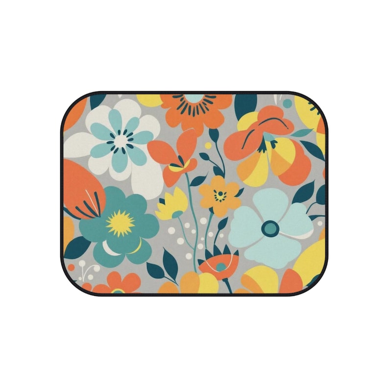 Vibrant Floral Car Mats Set, Colorful Vehicle Accessories, Car Decor, Gifts for Flower Lovers, Spring Home Decor