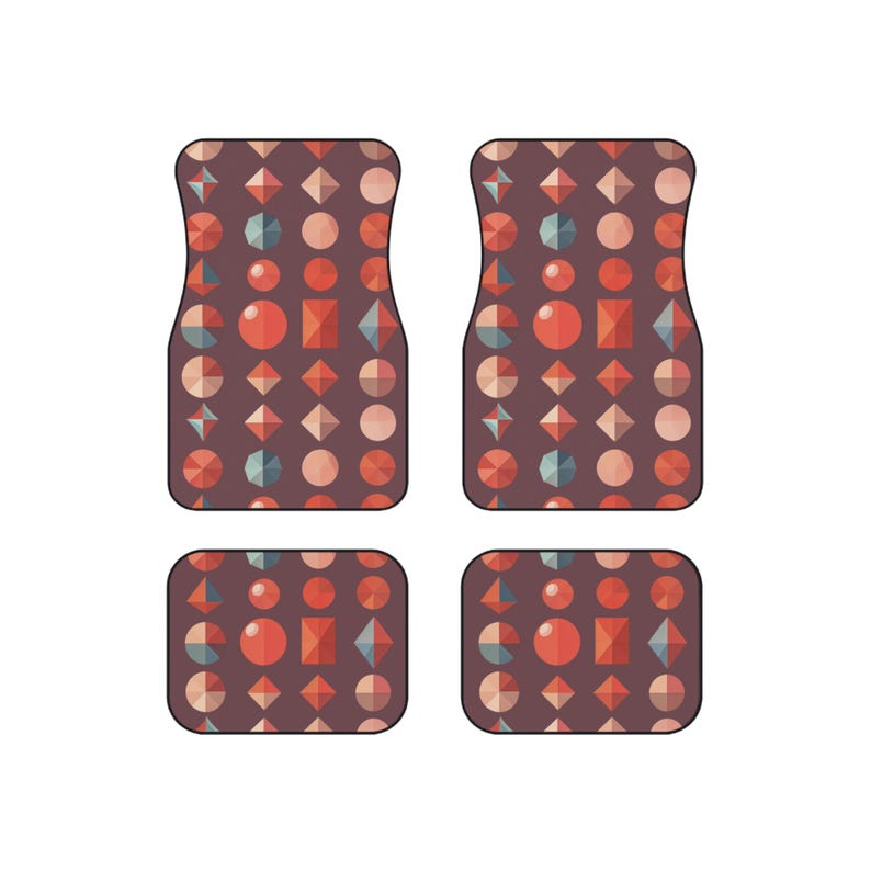 Geometric Car Mats Set - Stylish Floor Liners, Unique Auto Accessories for Home and Travel, Perfect Gift for Car Lovers