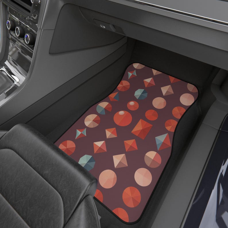 Geometric Car Mats Set - Stylish Floor Liners, Unique Auto Accessories for Home and Travel, Perfect Gift for Car Lovers