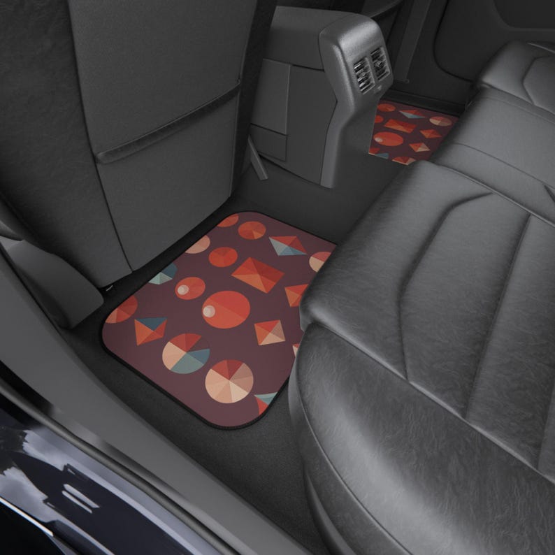 Geometric Car Mats Set - Stylish Floor Liners, Unique Auto Accessories for Home and Travel, Perfect Gift for Car Lovers
