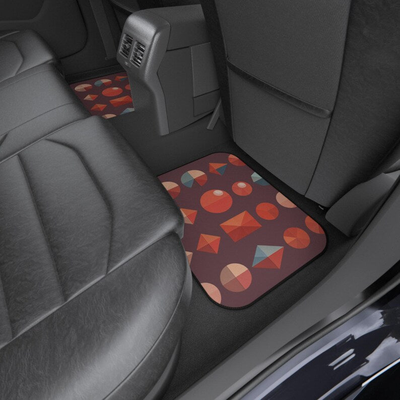 Geometric Car Mats Set - Stylish Floor Liners, Unique Auto Accessories for Home and Travel, Perfect Gift for Car Lovers