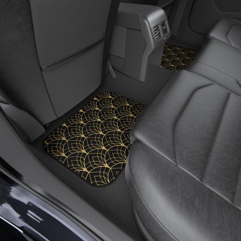 Luxury Persian Car Mats - Black & Gold, Anti-Slip (Set of 4)