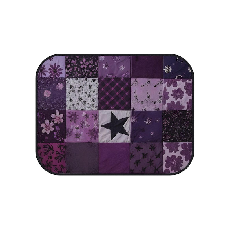 Purple Boho Patchwork Car Mats Set. Vibrant Floral Design, Vehicle Accessories, Christmas Gift for Her, Unique Car Decor, Travel Essentials