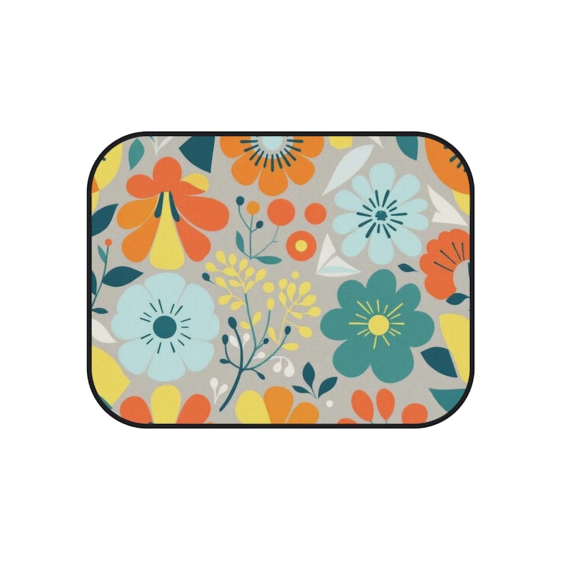 Vibrant Floral Car Mats Set, Colorful Vehicle Accessories, Car Decor, Gifts for Flower Lovers, Spring Home Decor