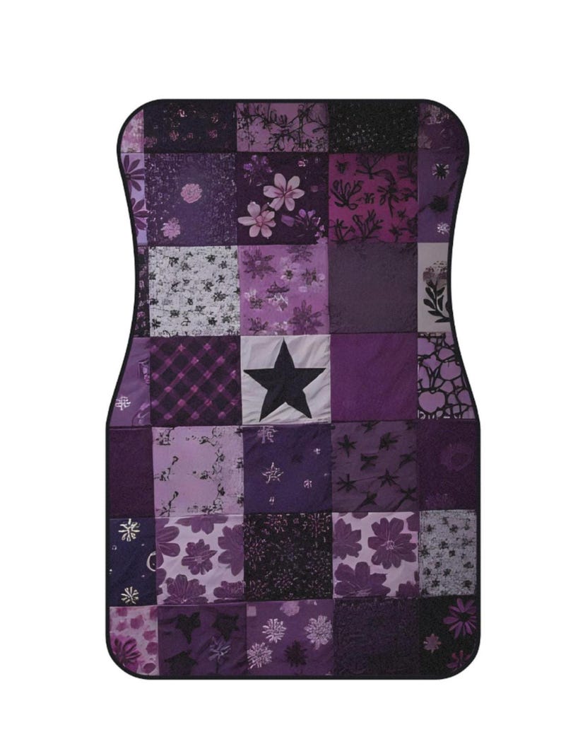 Purple Boho Patchwork Car Mats Set. Vibrant Floral Design, Vehicle Accessories, Christmas Gift for Her, Unique Car Decor, Travel Essentials